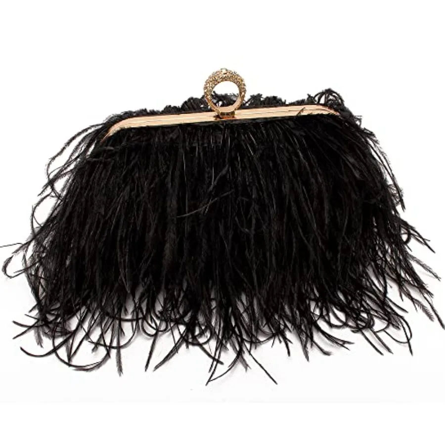 Women Real Natural Ostrich Feather Evening Bags Purses Clutch Vintage Banquet Handbag
Women Real Natural Ostrich Feather Evening Bags Purses Clutch Vintage Banquet Handbag