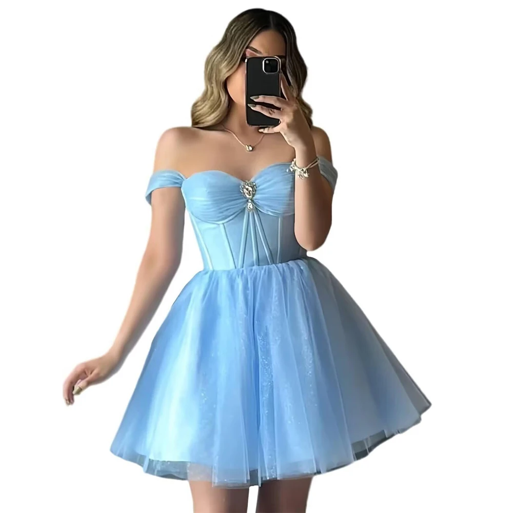 Cute Tulle Homecoming Dresses for Teens Off Shoulder Puffy Sweetheart Beaded Short Prom Cocktail Dress Graduation Dress
Cute Tulle Homecoming Dresses for Teens Off Shoulder Puffy Sweetheart Beaded Short Prom Cocktail Dress Graduation Dress