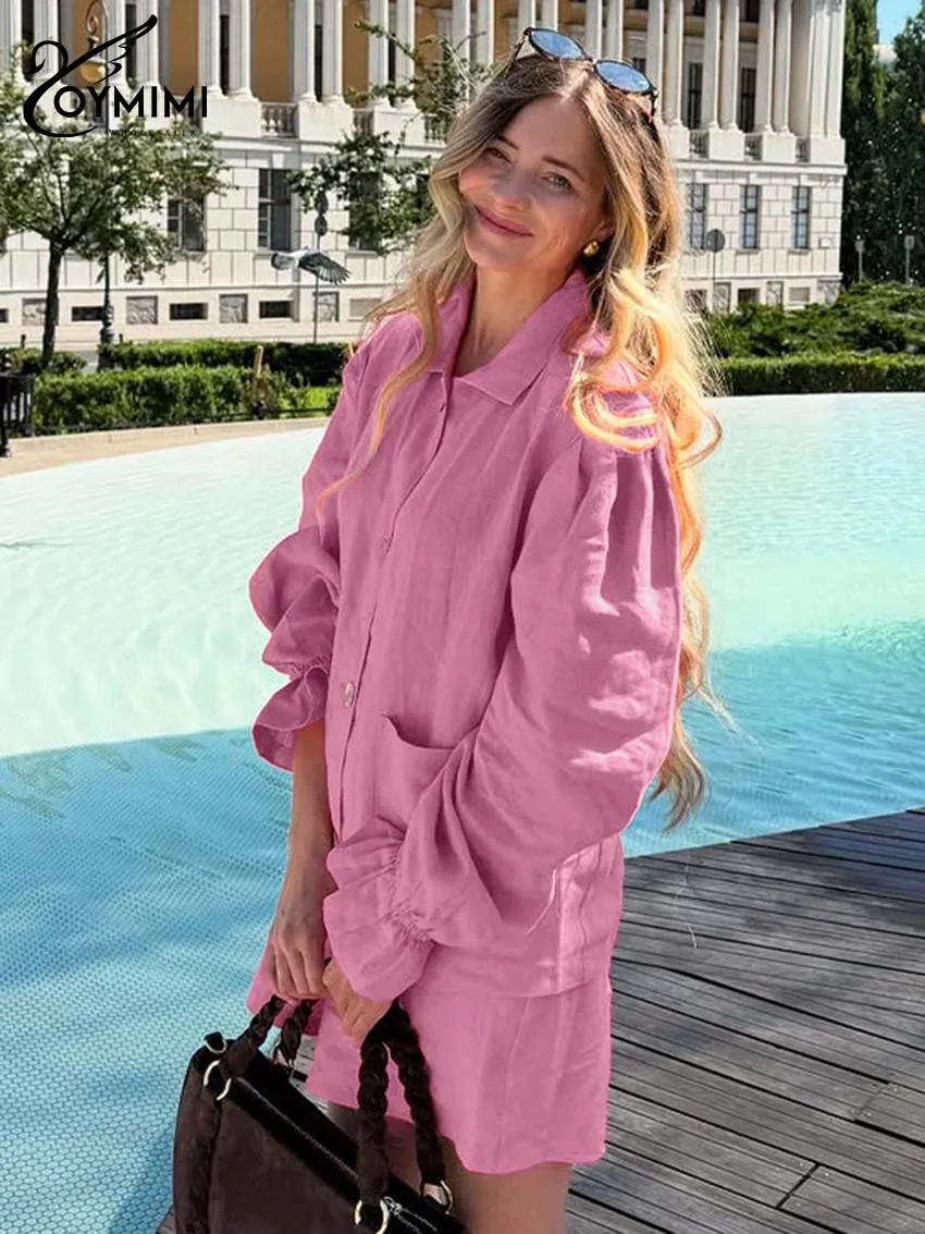 Oymimi Casual Pink Cotton 2 Piece Sets Woman Outfit Fashion Long Sleeve Single-Breasted Pockets Shirts And Simple Shorts Sets
Oymimi Casual Pink Cotton 2 Piece Sets Woman Outfit Fashion Long Sleeve Single-Breasted Pockets Shirts And Simple Shorts Sets