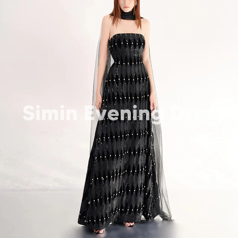 Simin Women's Square Lace Strapless Beaded A Line Saudi Evening Dresses With Sleeveless Floor-Length Formal Elegant Dresses 2025
Simin Women's Square Lace Strapless Beaded A Line Saudi Evening Dresses With Sleeveless Floor-Length Formal Elegant Dresses 2025