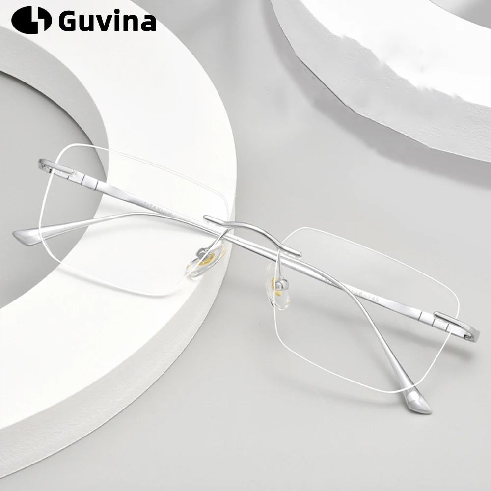 Guvina Pure Titanium Glasses Frame Men Brand Design Rimless Square Eyeglasses Frameless Japanese Ultralight-Weight Eyewear 8555
Guvina Pure Titanium Glasses Frame Men Brand Design Rimless Square Eyeglasses Frameless Japanese Ultralight-Weight Eyewear 8555