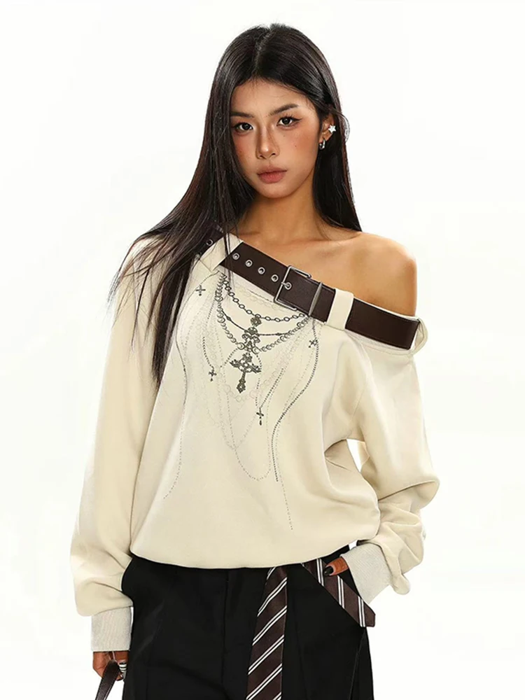 Sexy Slash Neck with Belt Sweatshirt Women Winter Loose Streetwear Off Shoulder Pullover Y2K American All Match Baggy Hoodie New
Sexy Slash Neck with Belt Sweatshirt Women Winter Loose Streetwear Off Shoulder Pullover Y2K American All Match Baggy Hoodie New