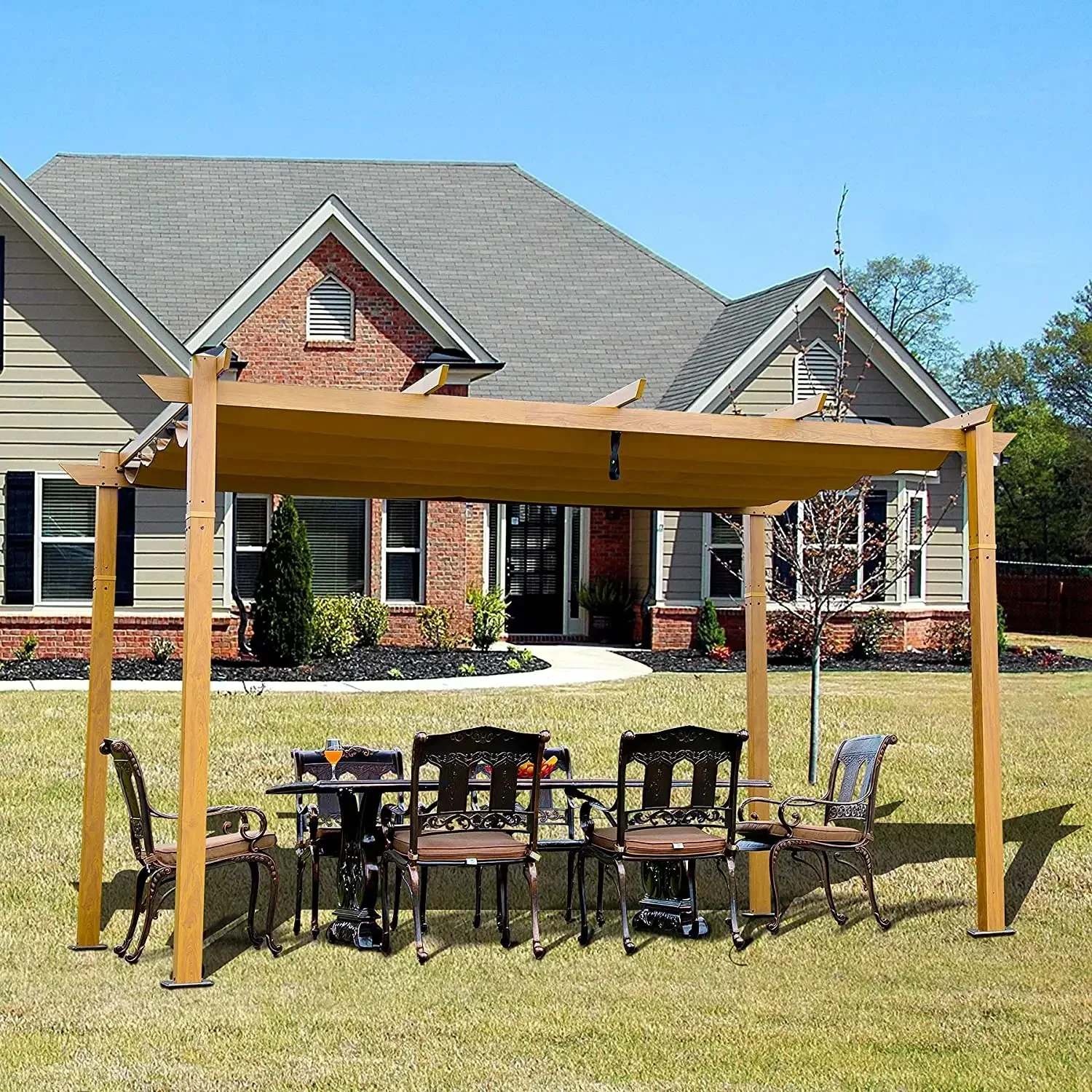 -Aluminum Outdoor Retractable Canopy Grape Trellis Pergola Canopy Pool Garden Patio Gazebo
-Aluminum Outdoor Retractable Canopy Grape Trellis Pergola Canopy Pool Garden Patio Gazebo