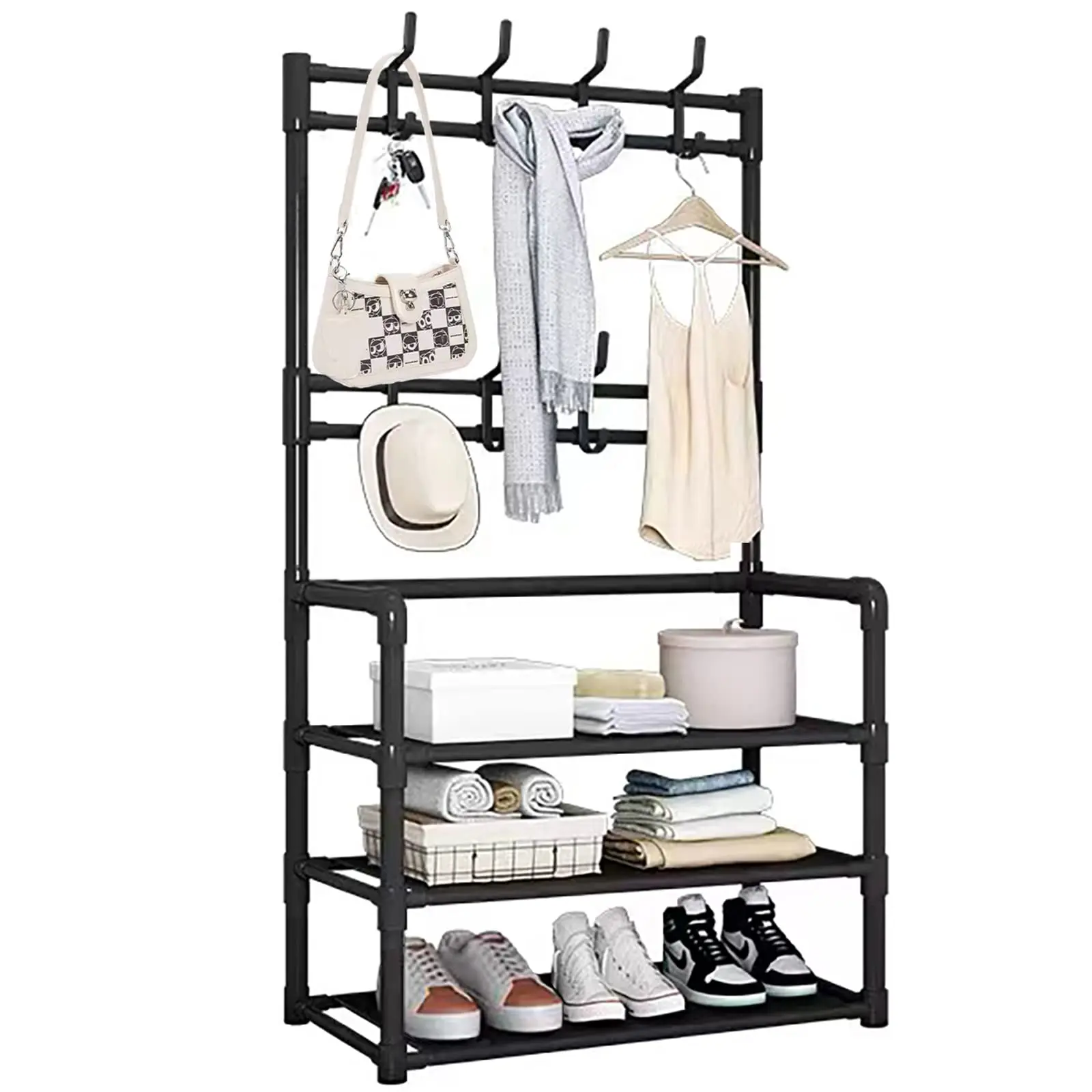 3-In-1 Design for Coat Rack with Shoe Storage White Freestanding Coat Rack with 8 Hooks for Hallway Entryway 60CM/23.6 in
3-In-1 Design for Coat Rack with Shoe Storage White Freestanding Coat Rack with 8 Hooks for Hallway Entryway 60CM/23.6 in