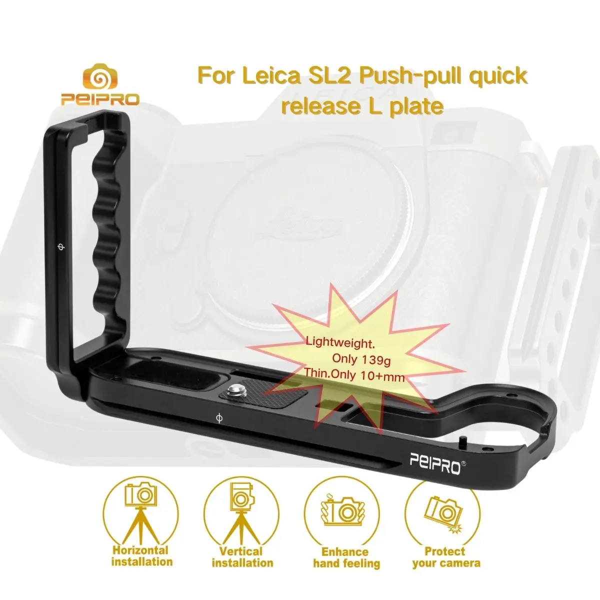 PEIPRO SL2 L Plate Aviation alloy aluminum quick Release L-plate camera bracket Hand Grip for LEICA SL2 camera
PEIPRO SL2 L Plate Aviation alloy aluminum quick Release L-plate camera bracket Hand Grip for LEICA SL2 camera
