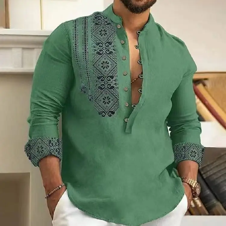 Men's shirt new printed long-sleeved trendy shirt casual thin cotton and linen shirt men's
Men's shirt new printed long-sleeved trendy shirt casual thin cotton and linen shirt men's