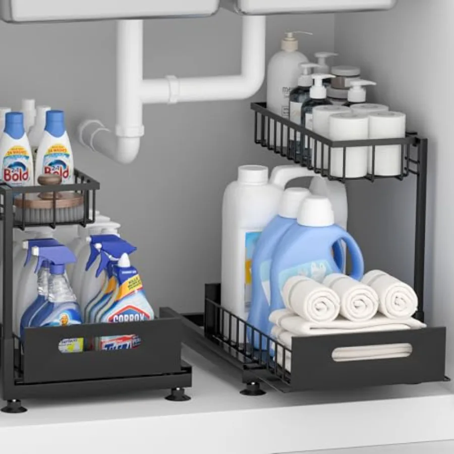 Under Sink Organizer Storage 2-Tier Premium Metal Pull-Out Kitchen Cabinet Organizer with Sliding Drawer Height Adjustable Heav
Under Sink Organizer Storage 2-Tier Premium Metal Pull-Out Kitchen Cabinet Organizer with Sliding Drawer Height Adjustable Heav