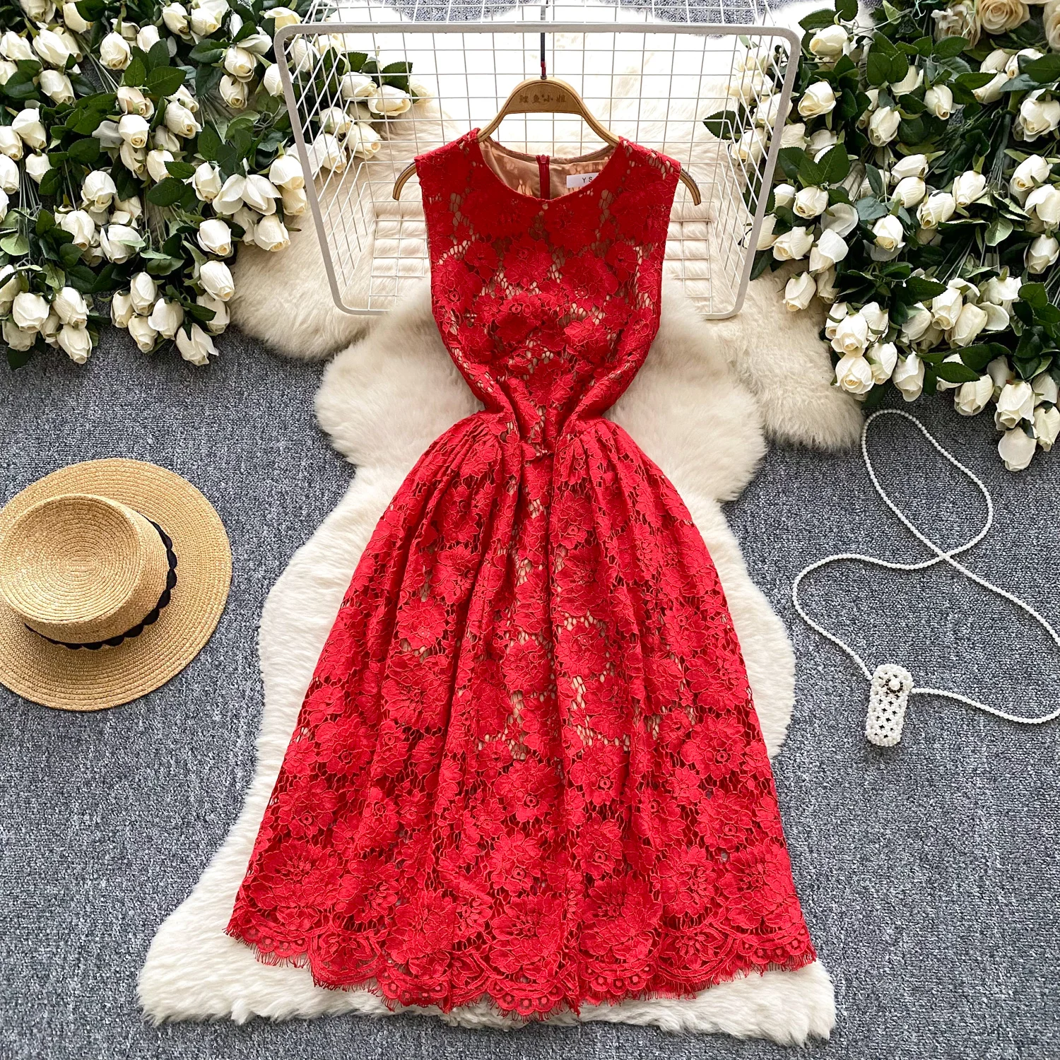 Sexy Chic floral lace sleeveless Dress Elegant Korean Fashion Slim Summer vintage dress women clothing
Sexy Chic floral lace sleeveless Dress Elegant Korean Fashion Slim Summer vintage dress women clothing