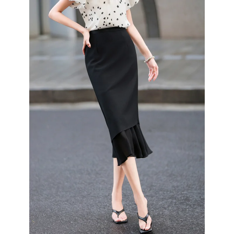 MEXCOCO 2026 Summer New Women Black Spliced Bodycon Skirt, High Waist Slim Fit Versatile Pencil Midi Skirt
MEXCOCO 2026 Summer New Women Black Spliced Bodycon Skirt, High Waist Slim Fit Versatile Pencil Midi Skirt