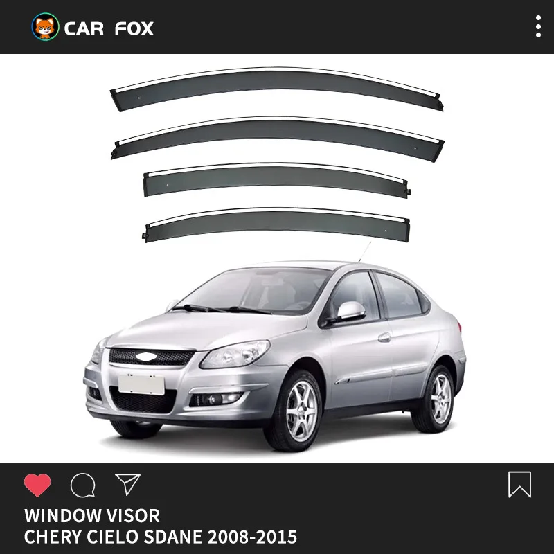 Для Chery Cielo 2008-2015 козырек на окно автомобиля, тент, навесы, лобовое стекло, боковое окно, козырек от дождя, автоаксессуары, Стайлинг автомобиля
Для Chery Cielo 2008-2015 козырек на окно автомобиля, тент, навесы, лобовое стекло, боковое окно, козырек от дождя, автоаксессуары, Стайлинг автомобиля