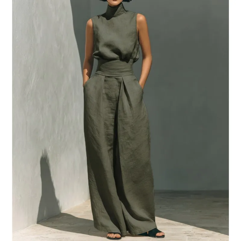 Loose high collar wide leg two-piece casual women's clothing 2026 spring and summer fashion casual wear
Loose high collar wide leg two-piece casual women's clothing 2026 spring and summer fashion casual wear