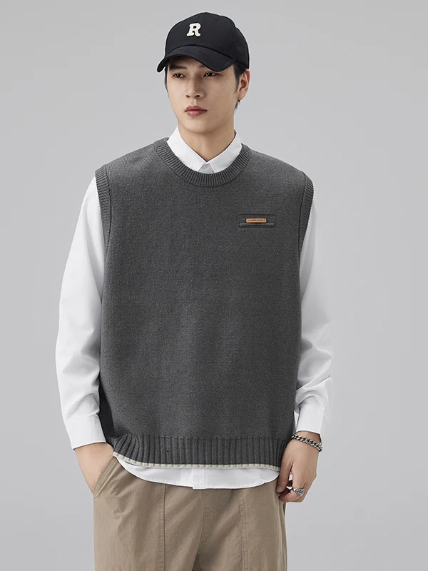 Loose Fit Men's Knitted Vest Svel round Ne Autumn Winter College Sle Warm Pure Color Trendy Inner Wear Layering Top
Loose Fit Men's Knitted Vest Svel round Ne Autumn Winter College Sle Warm Pure Color Trendy Inner Wear Layering Top