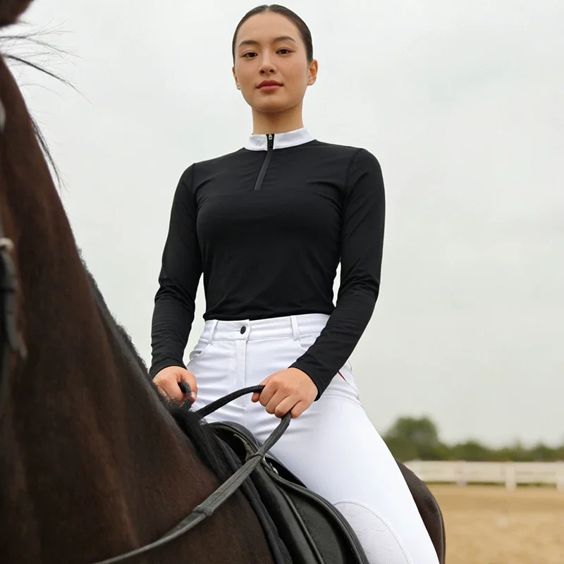 Quick drying equestrian training long sleeved T-shirt for women's spring and autumn knights T-shirt
Quick drying equestrian training long sleeved T-shirt for women's spring and autumn knights T-shirt