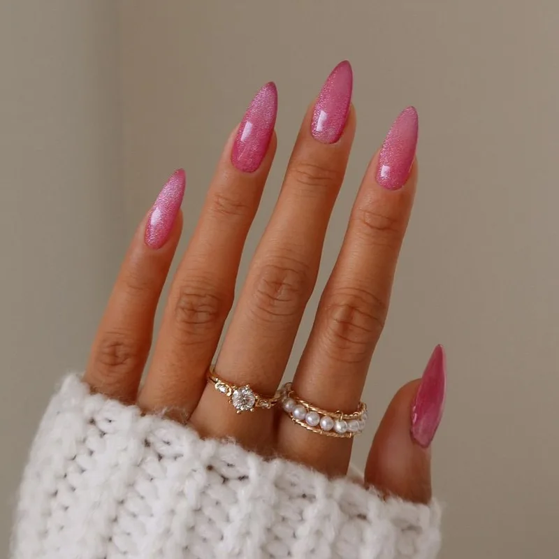24Pcs Minimalist Almond Press-On Nails Rose Pink Cat-Eye Effect Reusable Fake Nail Tips for Women & Girls’ Stylish Daily Wear
24Pcs Minimalist Almond Press-On Nails Rose Pink Cat-Eye Effect Reusable Fake Nail Tips for Women & Girls’ Stylish Daily Wear