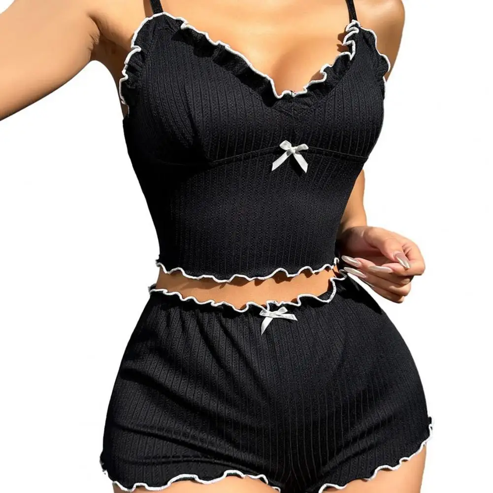 Two-piece Pajamas for Women Summer Ribbed with Crop Tank Top Ruffle Hem Shorts Lounge Sleepwear
Two-piece Pajamas for Women Summer Ribbed with Crop Tank Top Ruffle Hem Shorts Lounge Sleepwear