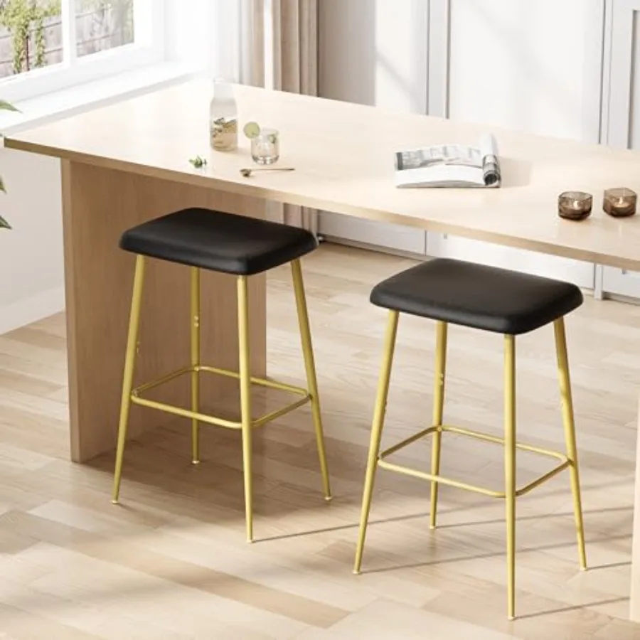 Bar Stools Set of 2, Counter Height Bar Stools, Industrial Modern Barstools with PU Leather Cushion, Metal Frame Bar Chairs wit
Bar Stools Set of 2, Counter Height Bar Stools, Industrial Modern Barstools with PU Leather Cushion, Metal Frame Bar Chairs wit