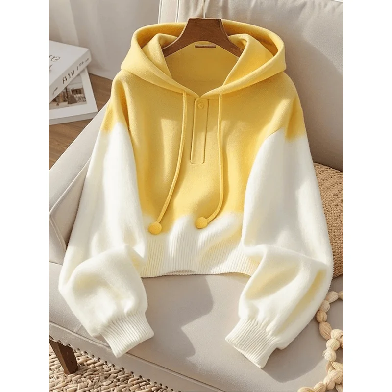 Yellow Vintage Loose Lazy Style High-End Feeling Hoodie Knitted Sweater Women's Autumn New Arrival Comfortable Long Sleeve Top
Yellow Vintage Loose Lazy Style High-End Feeling Hoodie Knitted Sweater Women's Autumn New Arrival Comfortable Long Sleeve Top