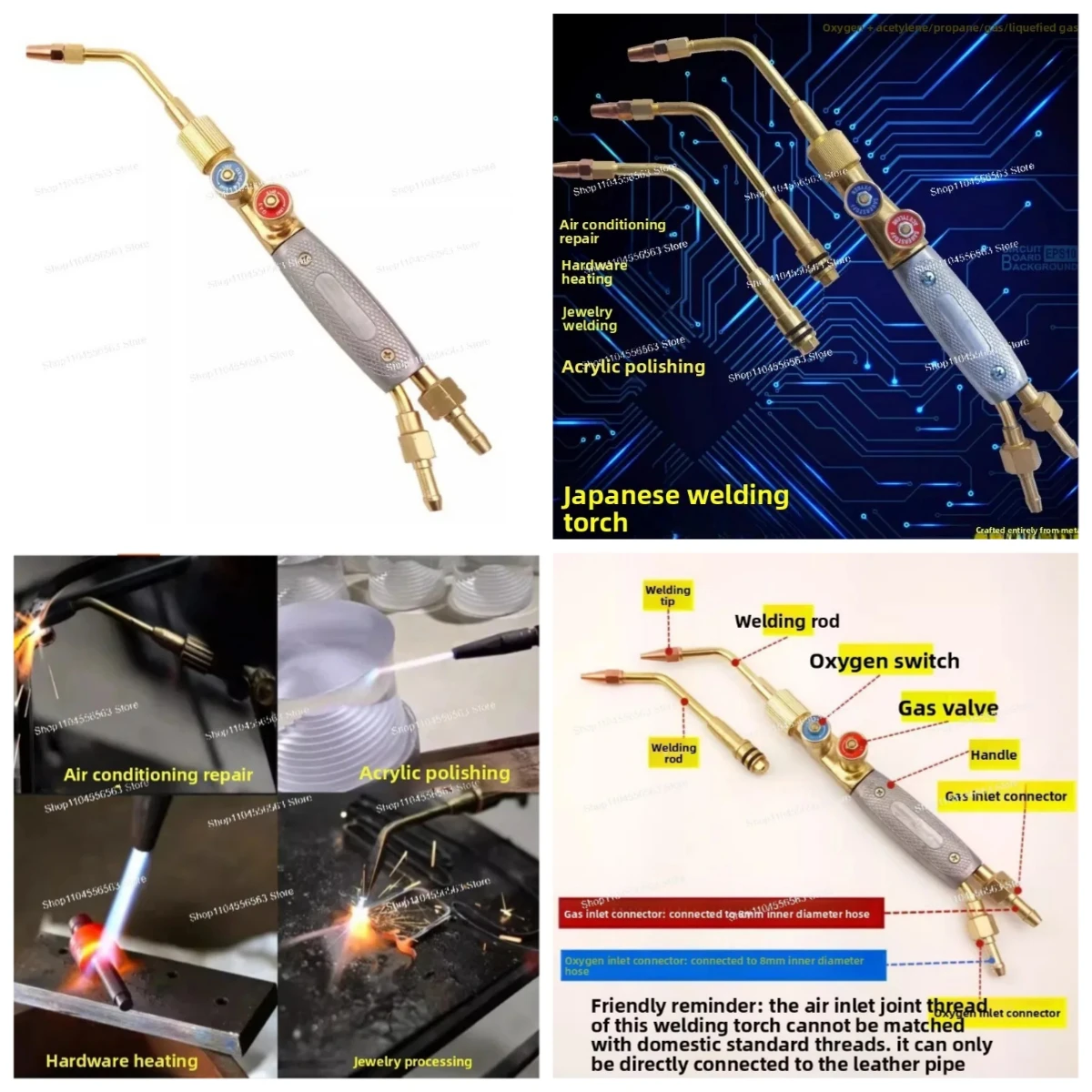 Japanese Style Propane Gas Welding Torch Injector Type Portable Oxy-Acetylene Brazing Cutting for LPG/Propane/Oxygen
Japanese Style Propane Gas Welding Torch Injector Type Portable Oxy-Acetylene Brazing Cutting for LPG/Propane/Oxygen