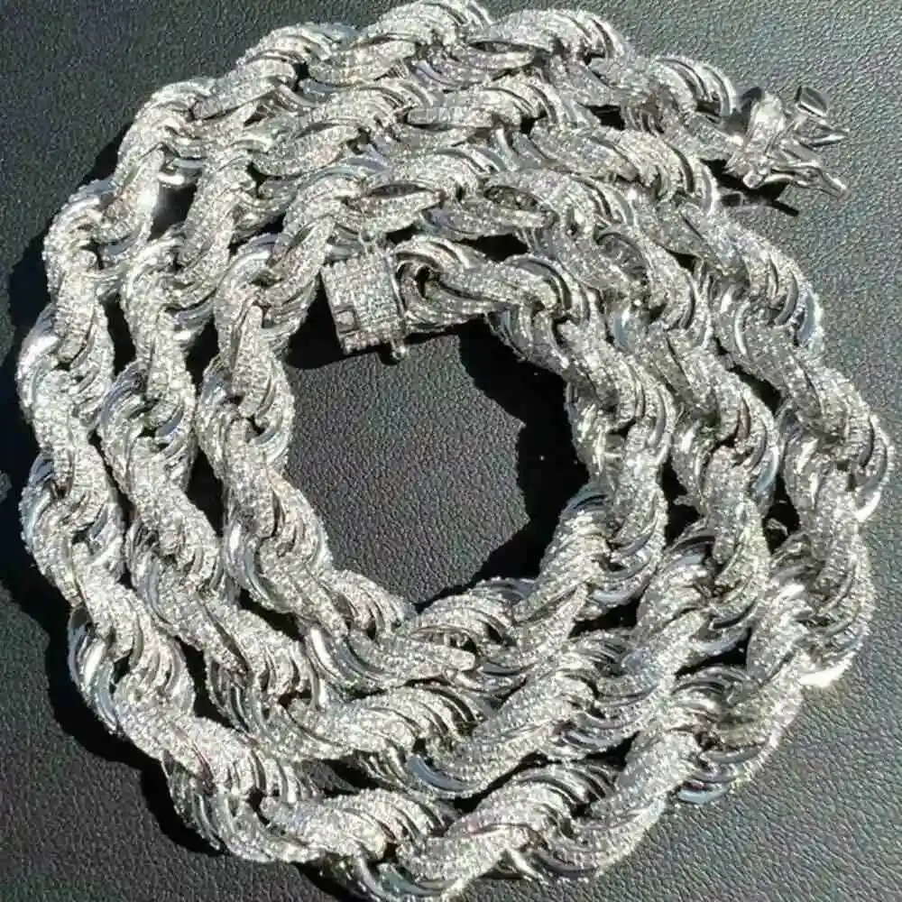 Twisted Moissanite Rope Chain for Men Custom Hip Hop Iced Silver 925 9mm Thickness Silver Jewelry Necklaces Christian Hiphop
Twisted Moissanite Rope Chain for Men Custom Hip Hop Iced Silver 925 9mm Thickness Silver Jewelry Necklaces Christian Hiphop