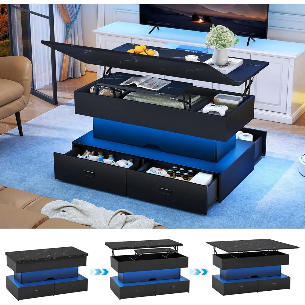 40 LED Illuminated Coffee Table with Storage and 4 Drawers, Ideal for Living Room or Home Office, Black
40 LED Illuminated Coffee Table with Storage and 4 Drawers, Ideal for Living Room or Home Office, Black