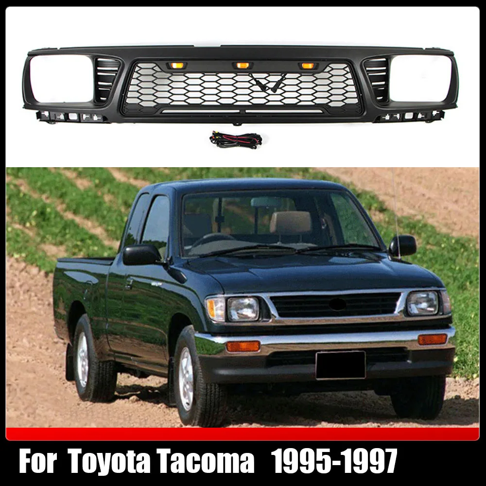 Fit For Toyota Tacoma 1995-1997 Front Bumper Grille Trims Cover Racing Grills Black Compatible Mash Grill With 3 LED Lights
Fit For Toyota Tacoma 1995-1997 Front Bumper Grille Trims Cover Racing Grills Black Compatible Mash Grill With 3 LED Lights
