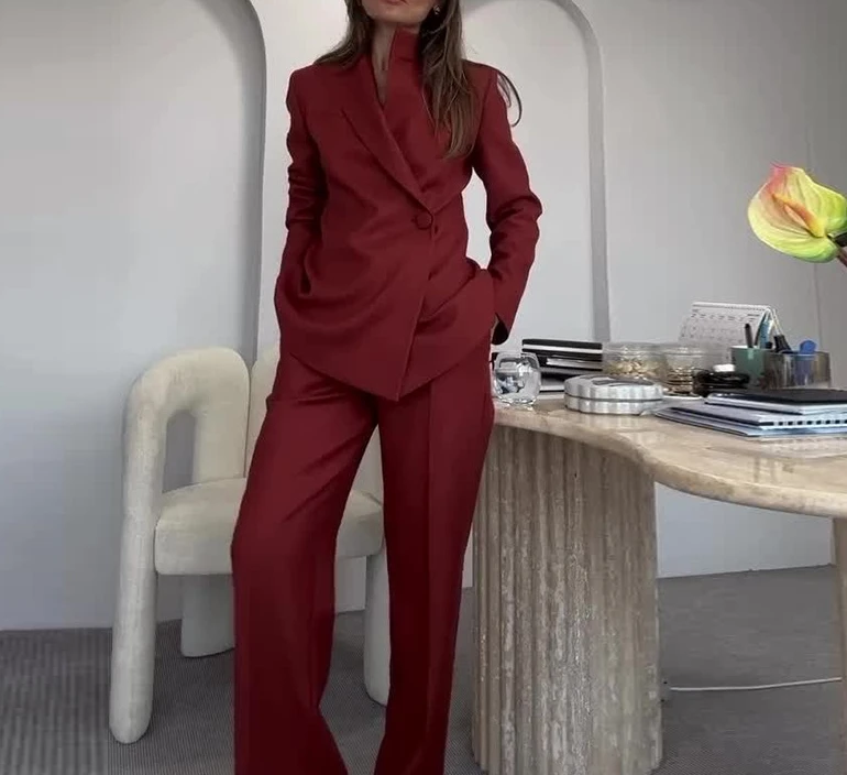 Women's Two-Piece Fashionable High-End Temperament Solid Color Suit Commuting Fashionable Pants Set Two-Piece Set
Women's Two-Piece Fashionable High-End Temperament Solid Color Suit Commuting Fashionable Pants Set Two-Piece Set