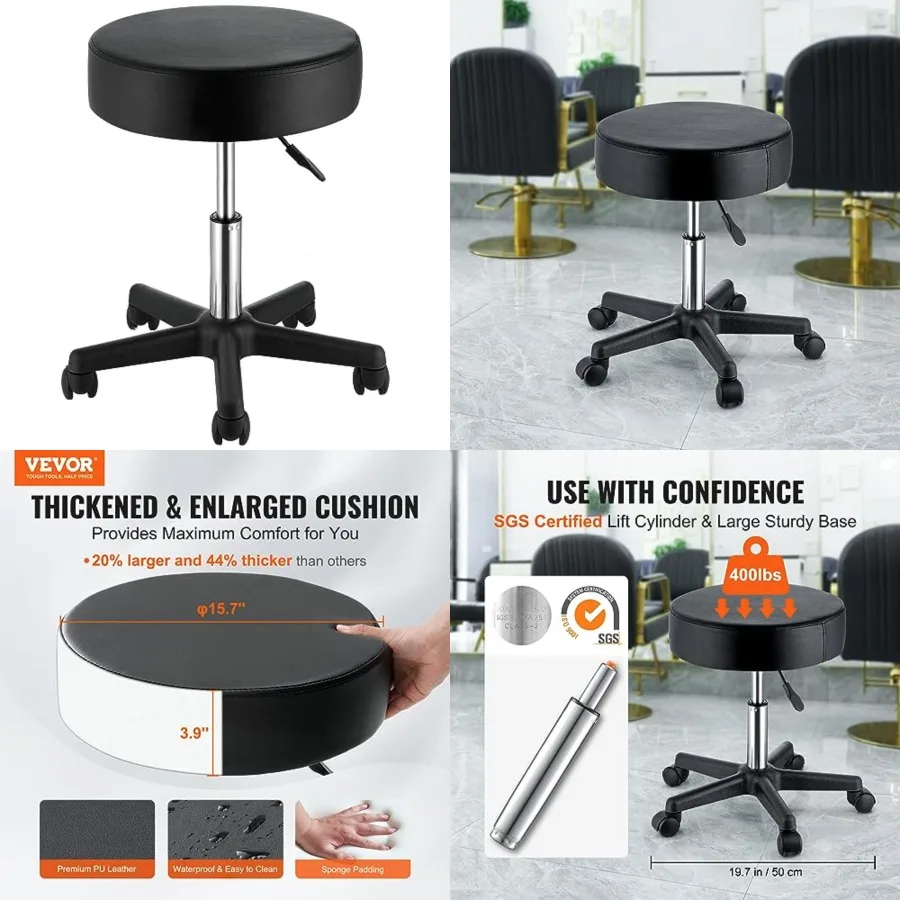 400 LBS Weight Capacity Adjustable Height Stool with Ultra-Thick Seat Cushion, Swivel Stools Chair for Salon, Bar, Home, Office
400 LBS Weight Capacity Adjustable Height Stool with Ultra-Thick Seat Cushion, Swivel Stools Chair for Salon, Bar, Home, Office