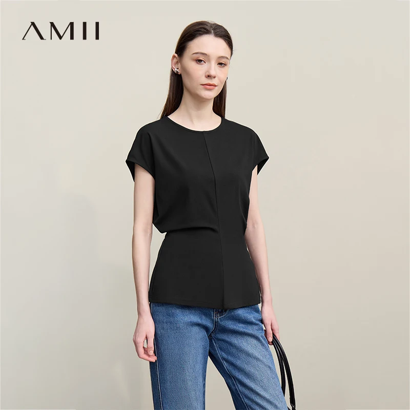Amii Women's T-Shirt 2026 Summer New Round Neck Fitted Waist Broad Shoulder Tee Stretch Knit Slim Solid Color Tops 12622119
Amii Women's T-Shirt 2026 Summer New Round Neck Fitted Waist Broad Shoulder Tee Stretch Knit Slim Solid Color Tops 12622119