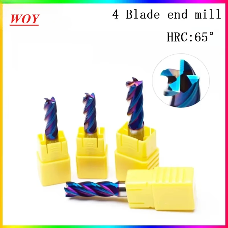 WOY NEW HRC65° 4 Flute end mill 1.5mm1~20mm 6mm 8mm 12mm collet lathe tool holder CNC carbide metal router bit milling cutter
WOY NEW HRC65° 4 Flute end mill 1.5mm1~20mm 6mm 8mm 12mm collet lathe tool holder CNC carbide metal router bit milling cutter