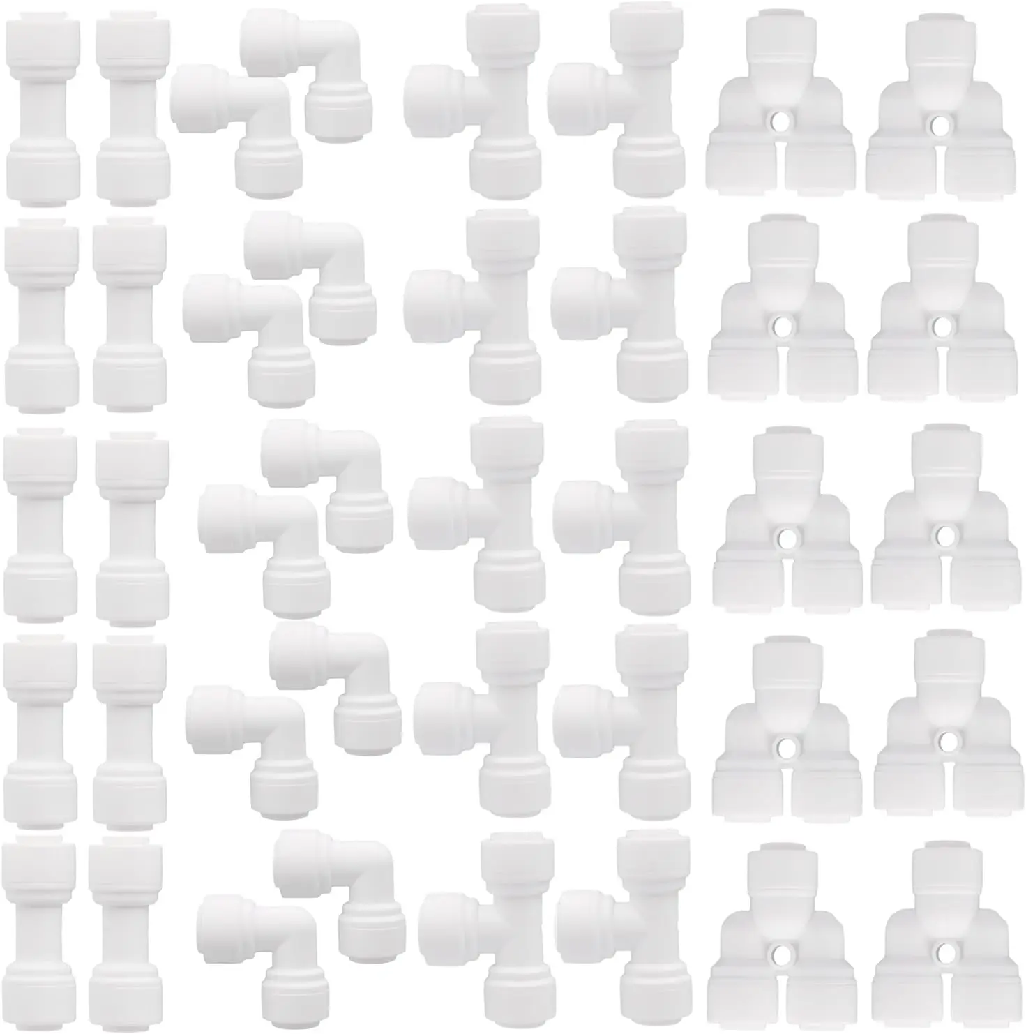 40 pcs Water Tube Fittings Kit,1/4" OD Quick Connect Push to Connect Fittings for RO/DI Water Filter System
40 pcs Water Tube Fittings Kit,1/4" OD Quick Connect Push to Connect Fittings for RO/DI Water Filter System