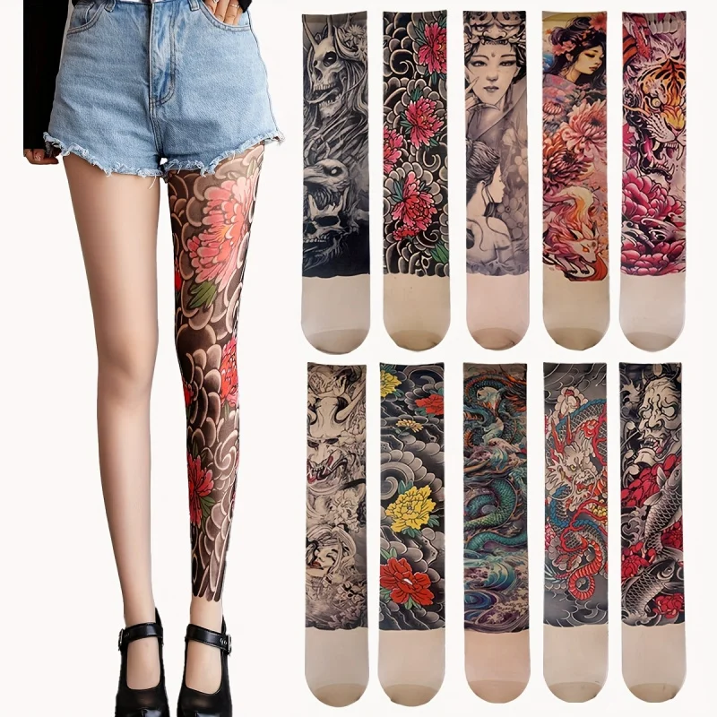 Summer New 360° Tattoo Silk Stockings Men Women Colorful Flower Illusion Socks Japanese Domineering Seamless Single Leg
Summer New 360° Tattoo Silk Stockings Men Women Colorful Flower Illusion Socks Japanese Domineering Seamless Single Leg