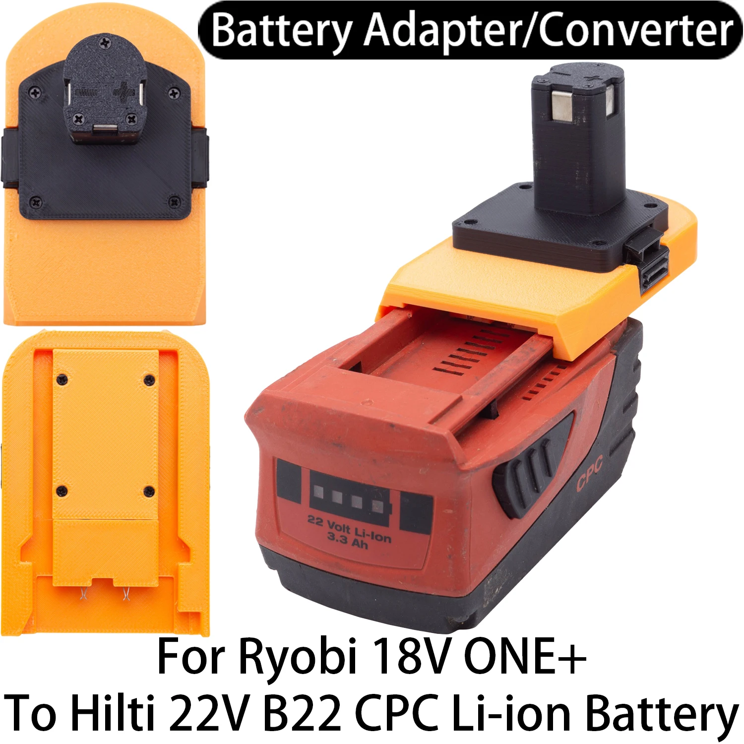 Battery Adapter For Ryobi ONE+ 18V Li-ion Tool To Hilti 22V B22 CPC Li-ion Battery Adapter Converter Power Tool Accessory
Battery Adapter For Ryobi ONE+ 18V Li-ion Tool To Hilti 22V B22 CPC Li-ion Battery Adapter Converter Power Tool Accessory