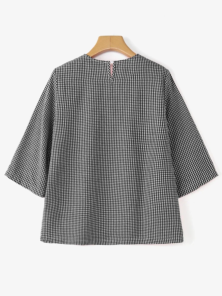 Women Blouse ZANZEA 2025 Autumn Fashion Plaid Shirts Casual Autumn 3/4 Sleeve Tees Loose Tunic Tops Round Neck Vintage Blusas
Women Blouse ZANZEA 2025 Autumn Fashion Plaid Shirts Casual Autumn 3/4 Sleeve Tees Loose Tunic Tops Round Neck Vintage Blusas