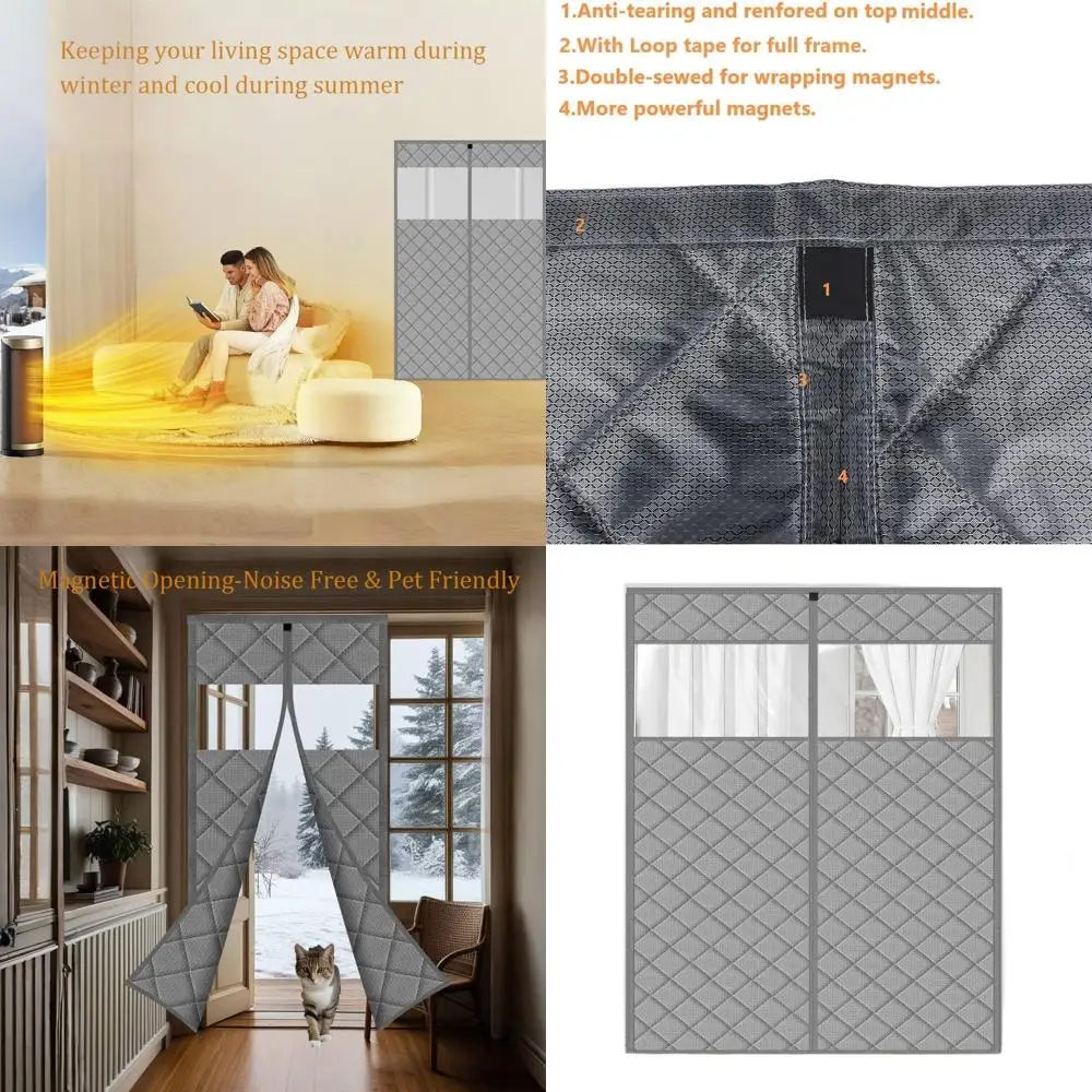 Gray Diamond Pattern Magnetic Insulated Thermal Door Curtain, 74x83 Door Size, 77x85 Curtain Size, Center Open, Ideal for Winter
Gray Diamond Pattern Magnetic Insulated Thermal Door Curtain, 74x83 Door Size, 77x85 Curtain Size, Center Open, Ideal for Winter