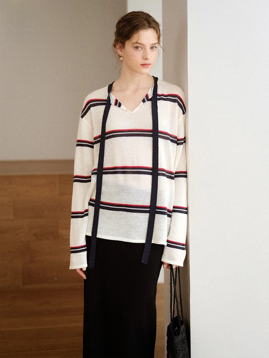 Even Vintage Classic V-Neck Striped Loose Knitted Sweater Retro Wool Blend Long Sleeve Women's Spring Fashion Casual Top
Even Vintage Classic V-Neck Striped Loose Knitted Sweater Retro Wool Blend Long Sleeve Women's Spring Fashion Casual Top
