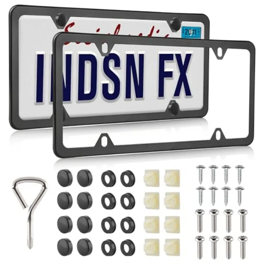 2 License Plate Frames Matte Black Stainless Steel Metal License Plate Cover Tags 4 Holes Mount on Front Rear Bumper, with Scre
2 License Plate Frames Matte Black Stainless Steel Metal License Plate Cover Tags 4 Holes Mount on Front Rear Bumper, with Scre