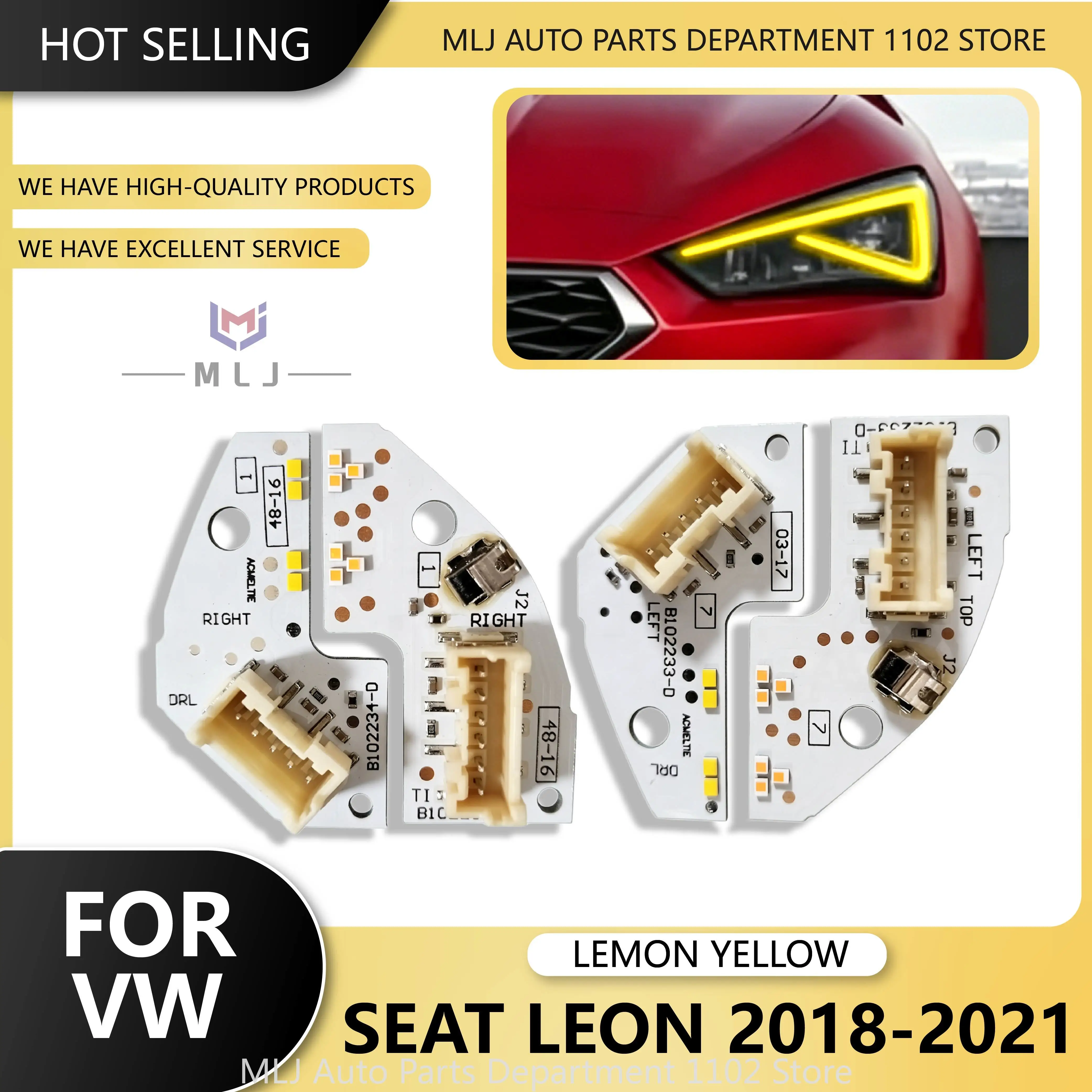 For VW SEAT Leon 2018-2021 Lemon Yellow Headlight DRL Turning Signal Chip Light Guide Chip Angel Eye Board Car Accessories
For VW SEAT Leon 2018-2021 Lemon Yellow Headlight DRL Turning Signal Chip Light Guide Chip Angel Eye Board Car Accessories