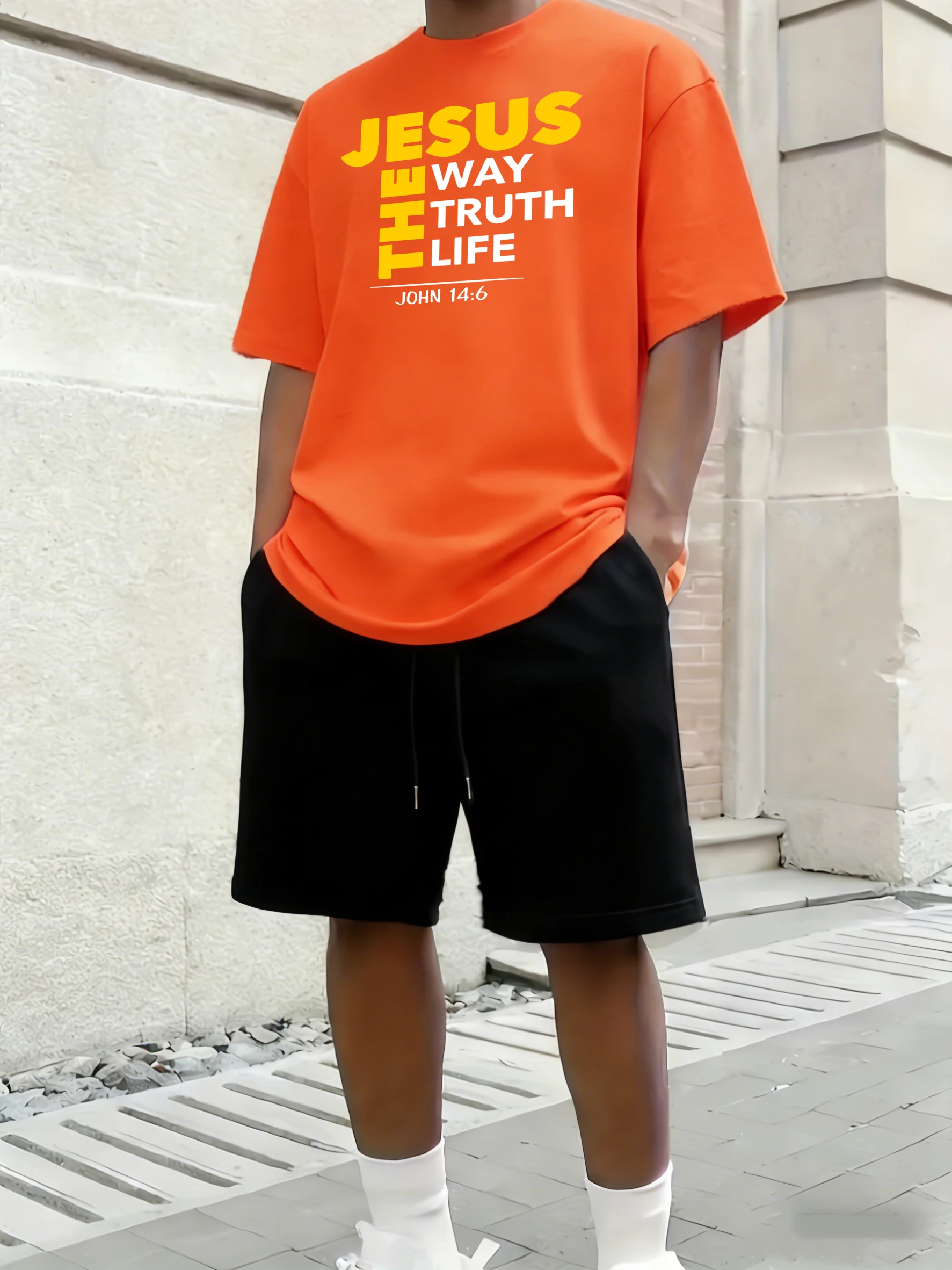 Jesus The Way Truth Life Pattern Cotton Summer Soft Man'S Tees Set Hip Hop Street Short Sleeve Drawstring Sport Running Pants
Jesus The Way Truth Life Pattern Cotton Summer Soft Man'S Tees Set Hip Hop Street Short Sleeve Drawstring Sport Running Pants