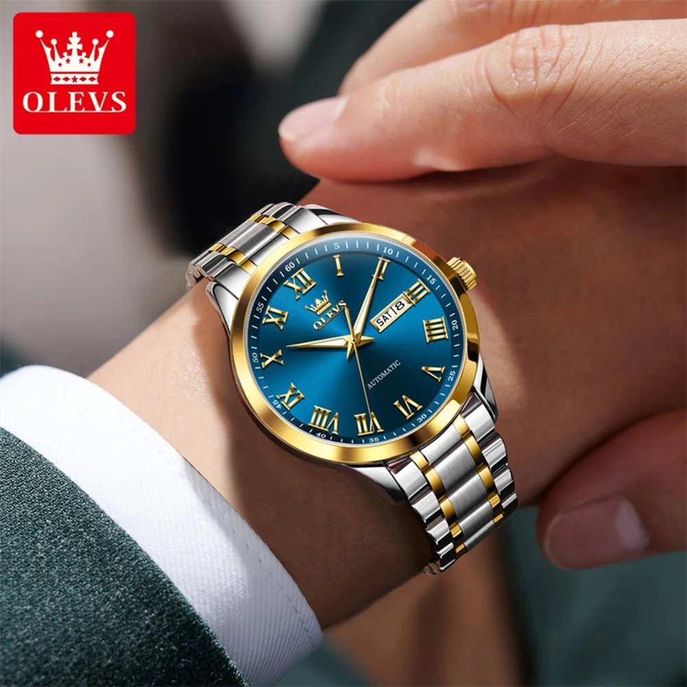 OLEVS 7075 Мужские часы Автоматические механические часы Многофункциональные часы Week Date Moon Роскошные часы для мужчин 30 м Водонепроницаемая светящаяся коробка 
OLEVS 7075 Мужские часы Автоматические механические часы Многофункциональные часы Week Date Moon Роскошные часы для мужчин 30 м Водонепроницаемая светящаяся коробка
