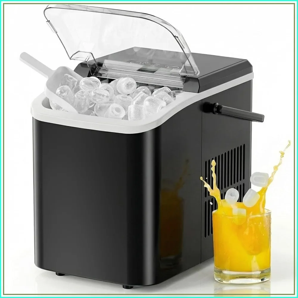 Portable Ice Maker Countertop 26lbs/24H, 9 Bullet Cubes in 6 Mins, Auto-Cleaning, with Basket & Scoop, for Home Kitchen RV Camping Black
Portable Ice Maker Countertop 26lbs/24H, 9 Bullet Cubes in 6 Mins, Auto-Cleaning, with Basket & Scoop, for Home Kitchen RV Camping Black
