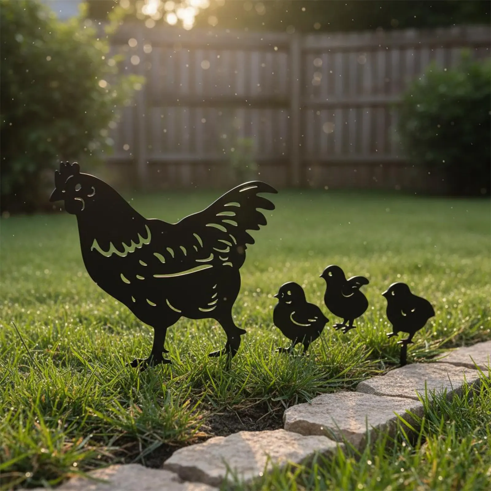 4 Pieces Hen and Chicks Garden Stakes Farmhouse Design Metal Chicken Outline Set Hollow Openwork Chicken Decor Cut for Patio
4 Pieces Hen and Chicks Garden Stakes Farmhouse Design Metal Chicken Outline Set Hollow Openwork Chicken Decor Cut for Patio