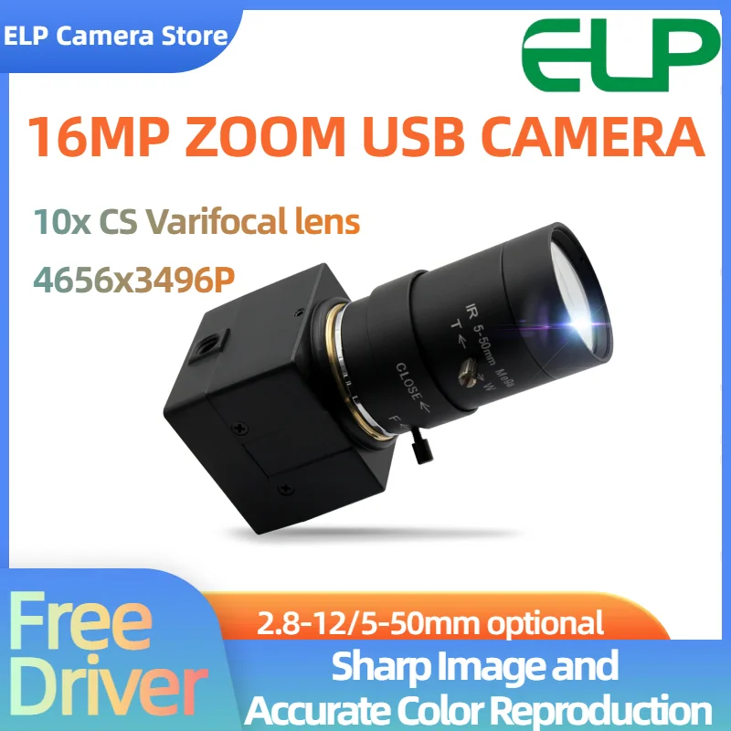 ELP 16MP Manual Zoom USB Camera 5-50mm 10x Optical Zoom lens CMOS IMX298 Sensor UHD Webcam for Video conference
ELP 16MP Manual Zoom USB Camera 5-50mm 10x Optical Zoom lens CMOS IMX298 Sensor UHD Webcam for Video conference