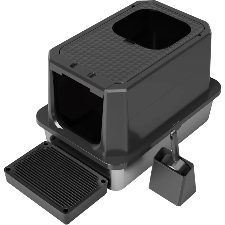 Enclosed Cat Litter Box Large Stainless Steel Anti Leak Design All Black Controls Odor for Indoor Use
Enclosed Cat Litter Box Large Stainless Steel Anti Leak Design All Black Controls Odor for Indoor Use