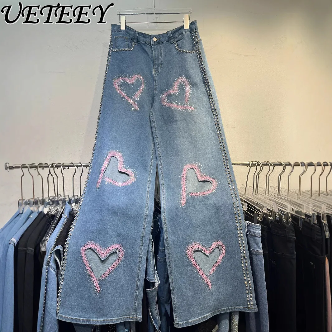 Design Sense Heavy-duty Rhinestone Heart-shaped Distressed Wide-leg Jeans 2025 Summer New Loose Slimming Rhinestone Long Pants
Design Sense Heavy-duty Rhinestone Heart-shaped Distressed Wide-leg Jeans 2025 Summer New Loose Slimming Rhinestone Long Pants