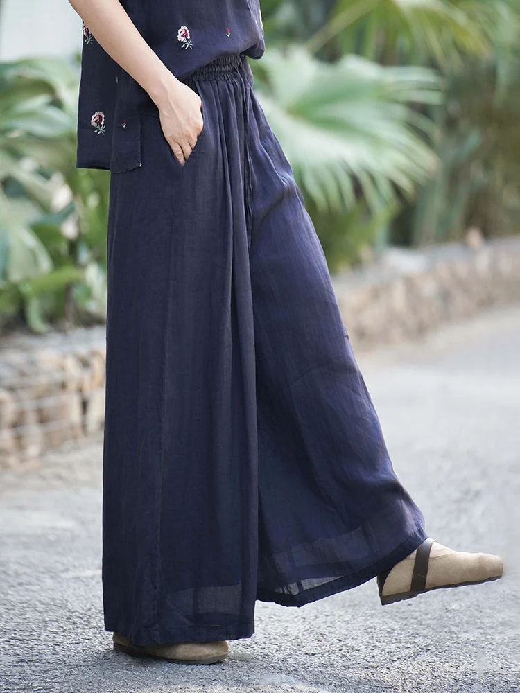 Artistic Vintage Women's Wide Leg Pants Cotton Cooling Sensation Versatile High Waist Elastic Free Size Casual Trousers
Artistic Vintage Women's Wide Leg Pants Cotton Cooling Sensation Versatile High Waist Elastic Free Size Casual Trousers