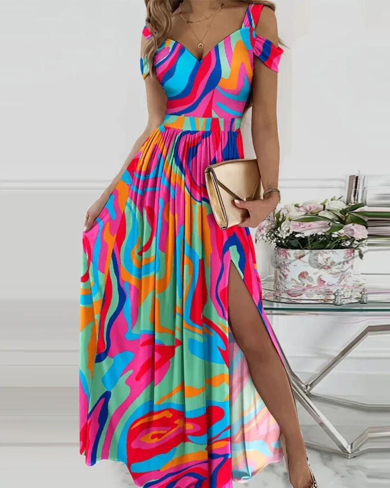 Women's Dresses New Contrasting Color Patchwork Printed Drawstring Printed Split Long Dresses for Women
Women's Dresses New Contrasting Color Patchwork Printed Drawstring Printed Split Long Dresses for Women