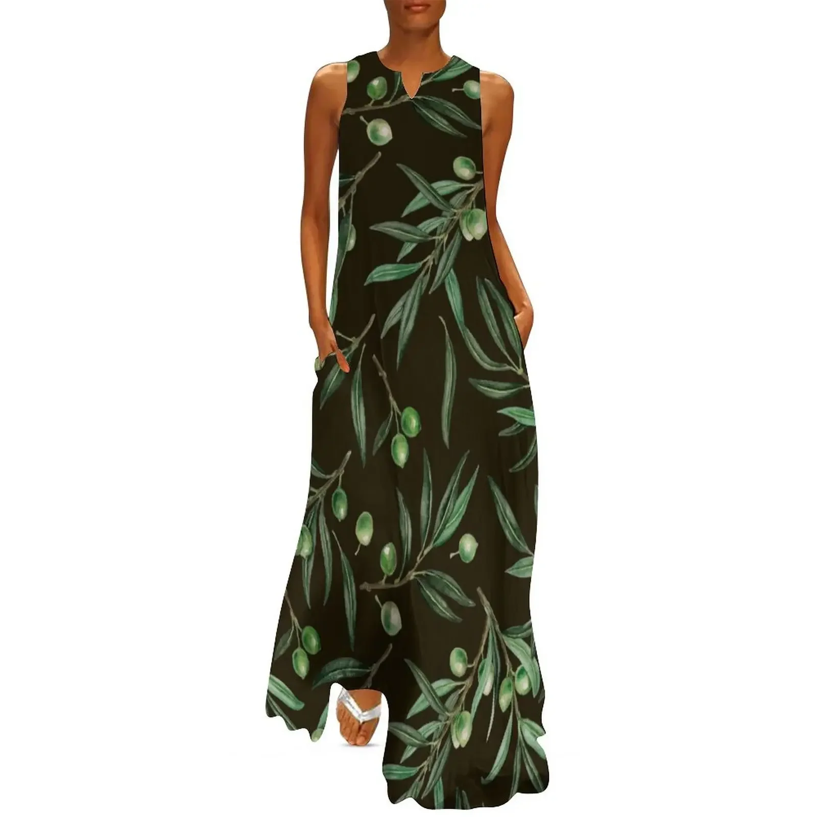 Olive branches watercolor on black Long Dress summer dress for women 2025 summer dress woman 2025 trendy party night
Olive branches watercolor on black Long Dress summer dress for women 2025 summer dress woman 2025 trendy party night