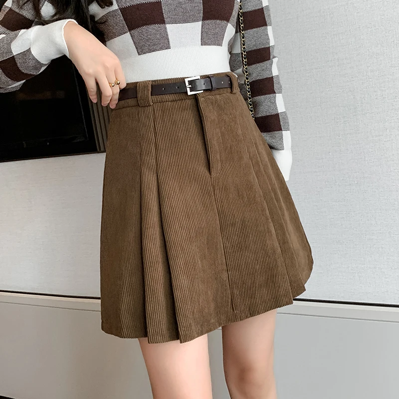 Autumn Winter Corduroy Women's Sexy Mini Skirts with Belted 2023 New High Waist Classic Pleated A-Line Short Skirt Female
Autumn Winter Corduroy Women's Sexy Mini Skirts with Belted 2023 New High Waist Classic Pleated A-Line Short Skirt Female