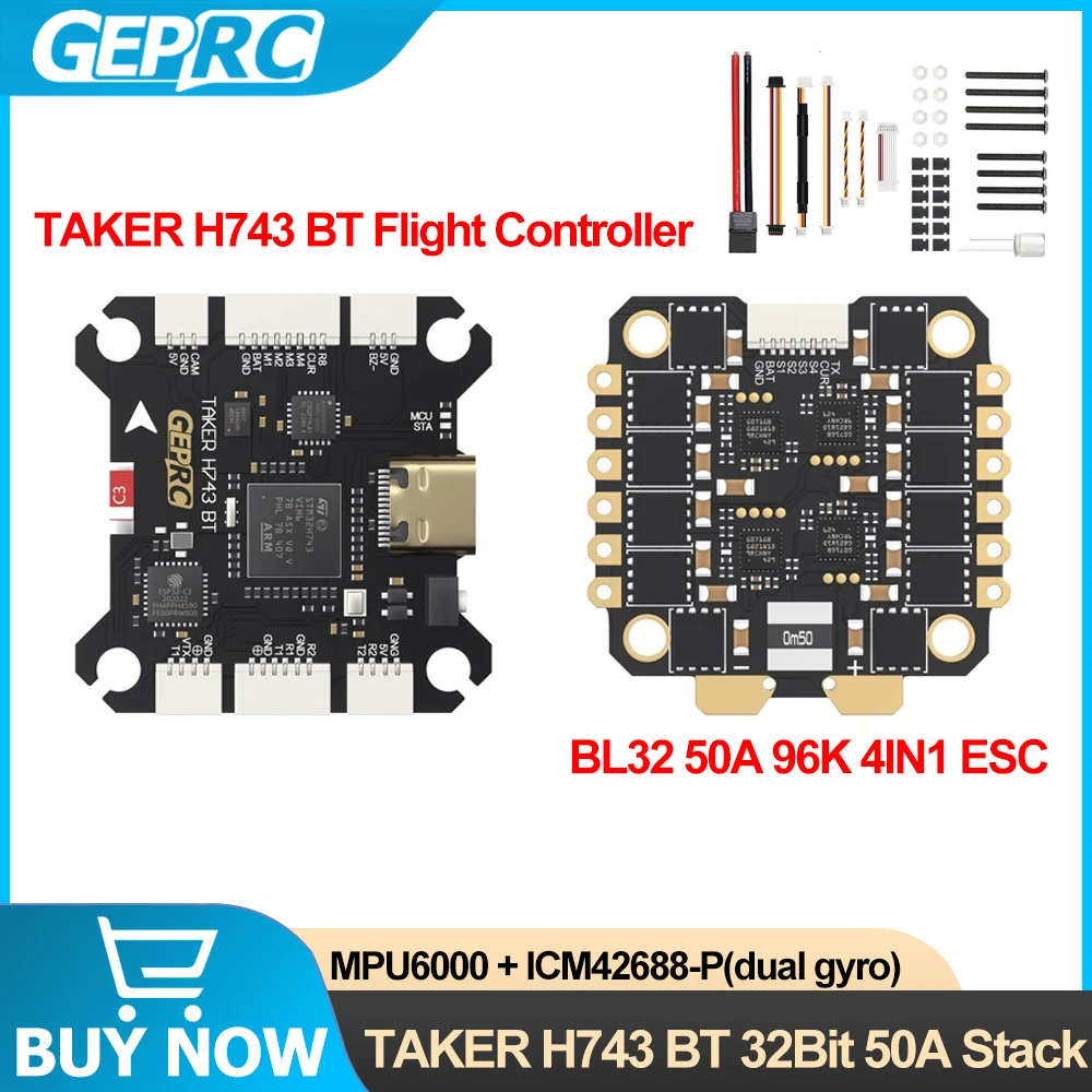 GEPRC TAKER H743 BT Flight Controller BL32 50A 96K 4IN1 ESC Dual Gyro Data Analyze Record Flight Barometer for Racing FPV Drones
GEPRC TAKER H743 BT Flight Controller BL32 50A 96K 4IN1 ESC Dual Gyro Data Analyze Record Flight Barometer for Racing FPV Drones