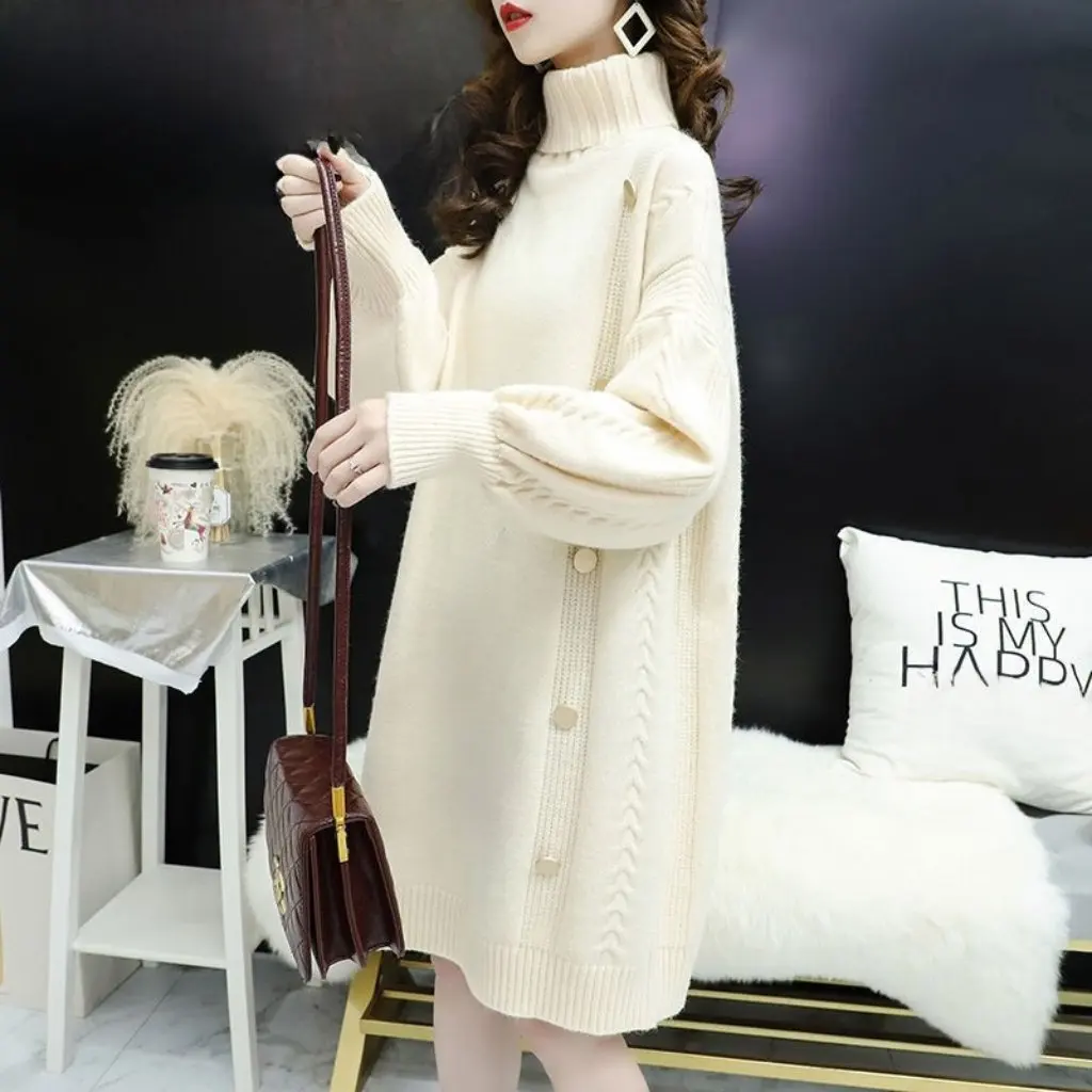 Women's Large Size Korean Style Slim Fit Knitted Turtleneck Sweater Thick Autumn Winter Bottoming Shirt Top Lazy Style 
Women's Large Size Korean Style Slim Fit Knitted Turtleneck Sweater Thick Autumn Winter Bottoming Shirt Top Lazy Style